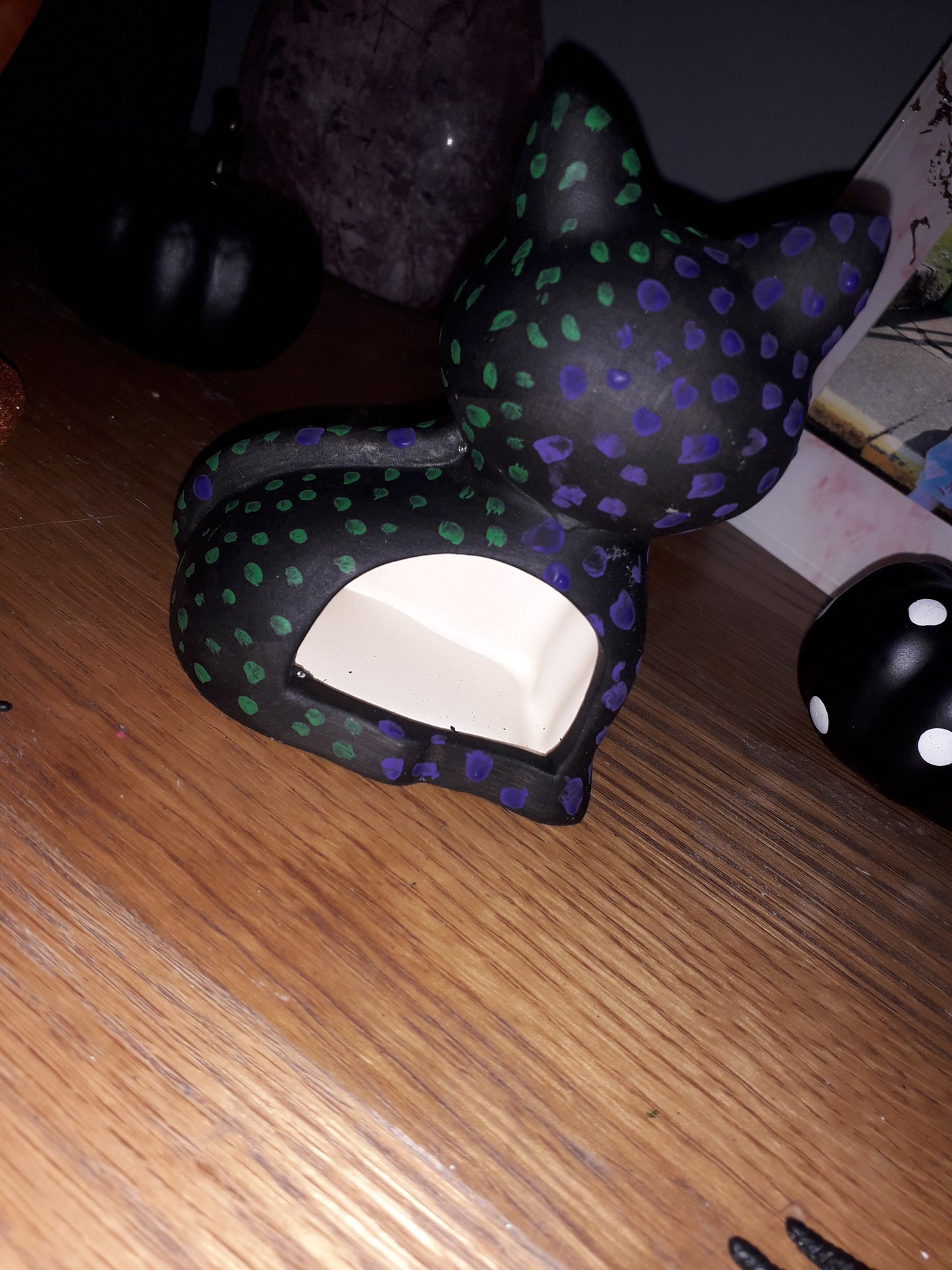 poka dot cat tealight holder