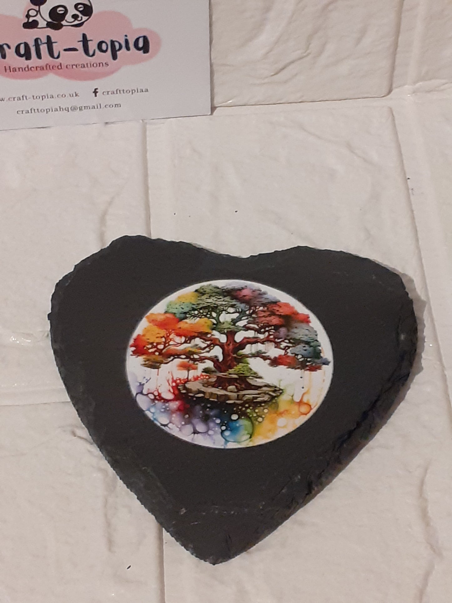 tree of life design 1 heart slate coaster
