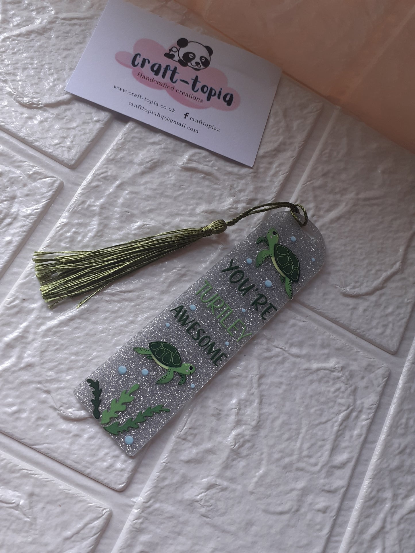 turtely awesome glitter bookmark