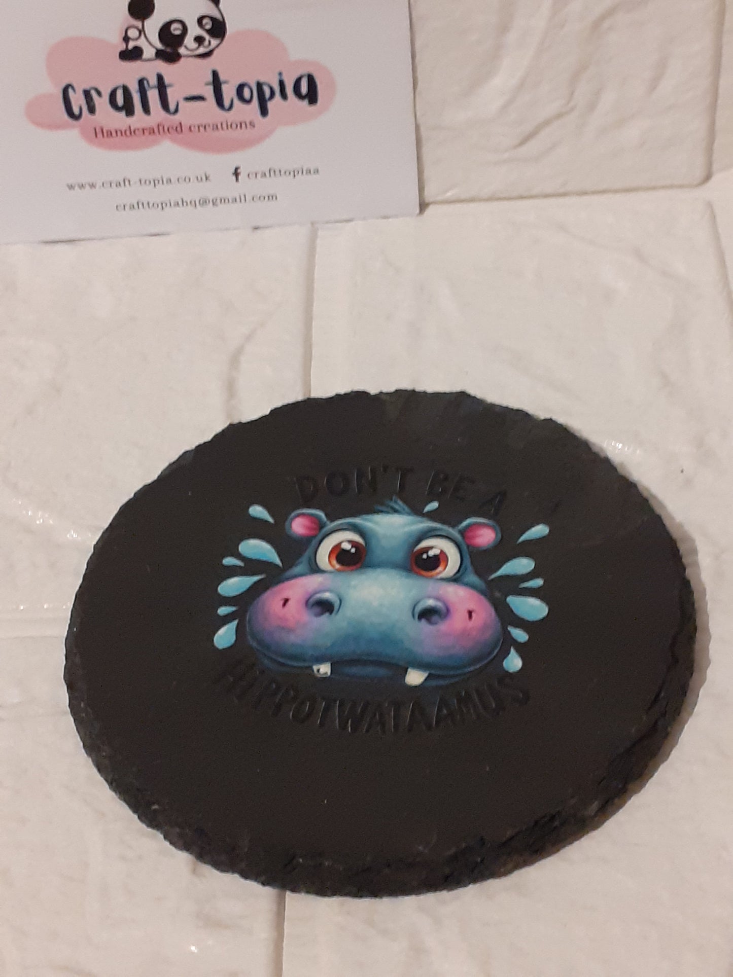 dont be a hippotwatamus circle slate coaster