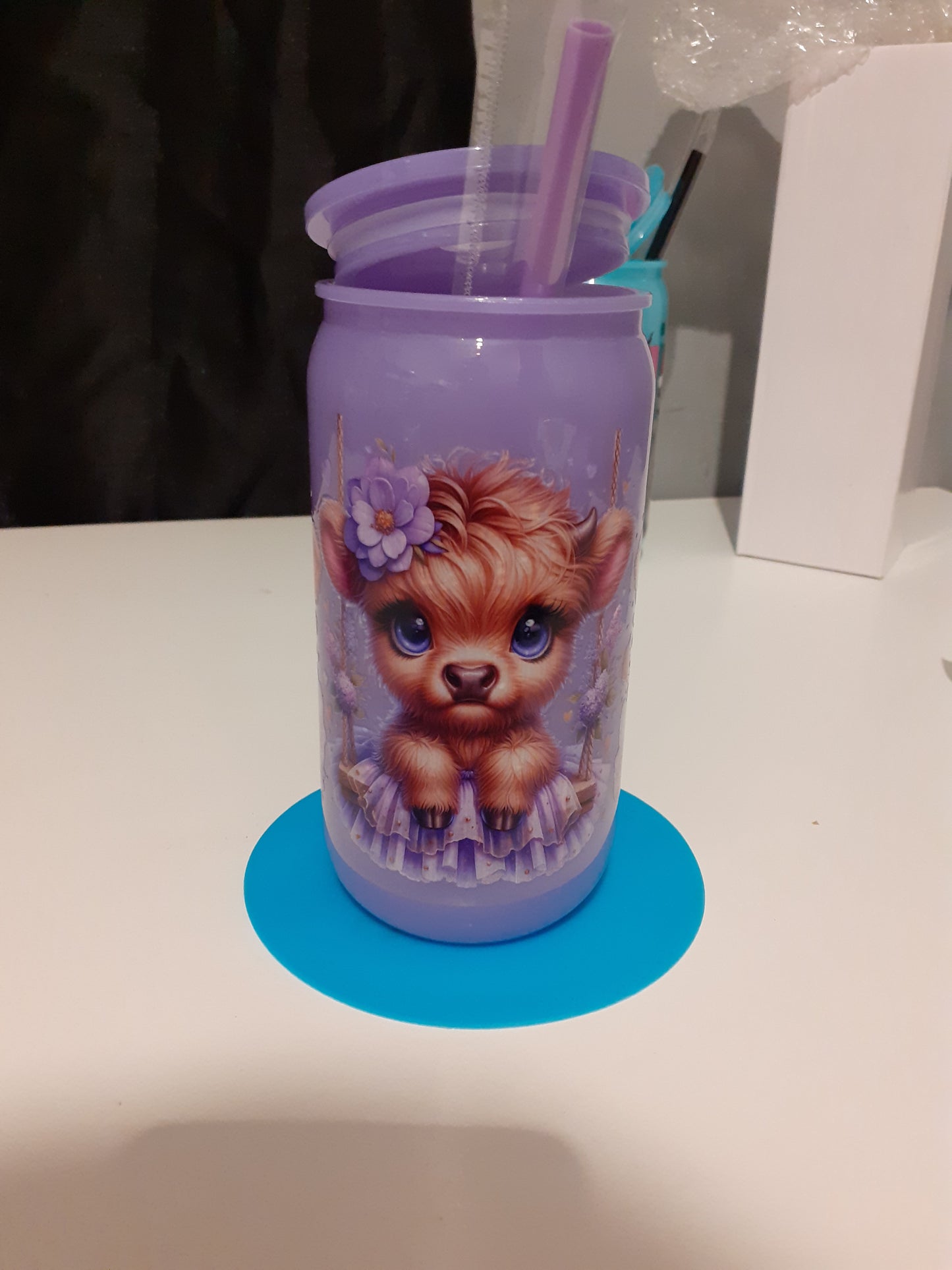 highland cow purple acrylic libbey