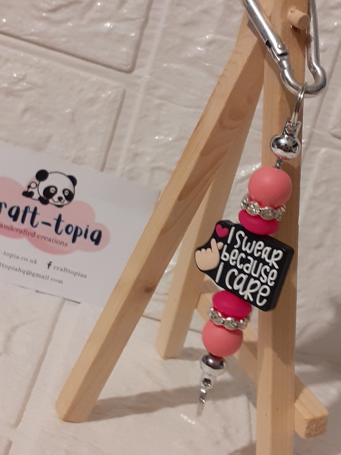 i swear because i care beaded keychain