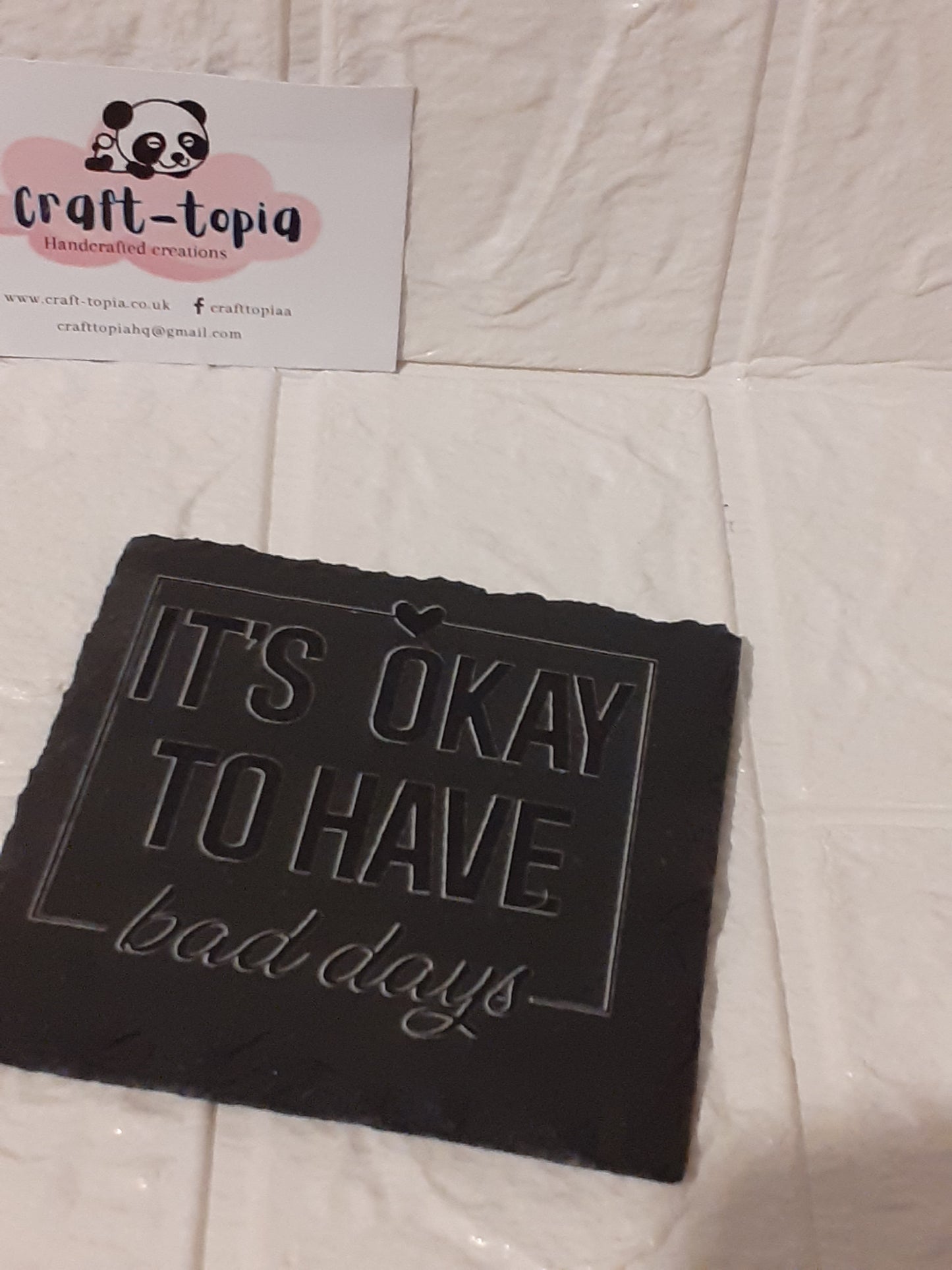 its ok to have bad days square slate coaster