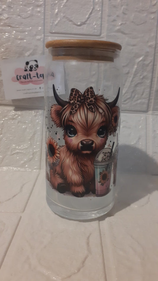 16oz glass highland cow libbey can