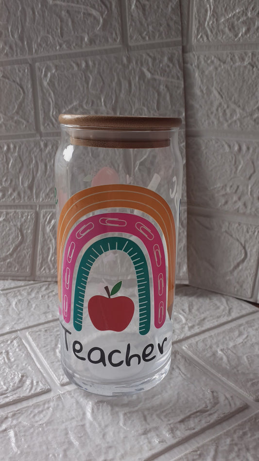 teacher 16oz glass libbey can
