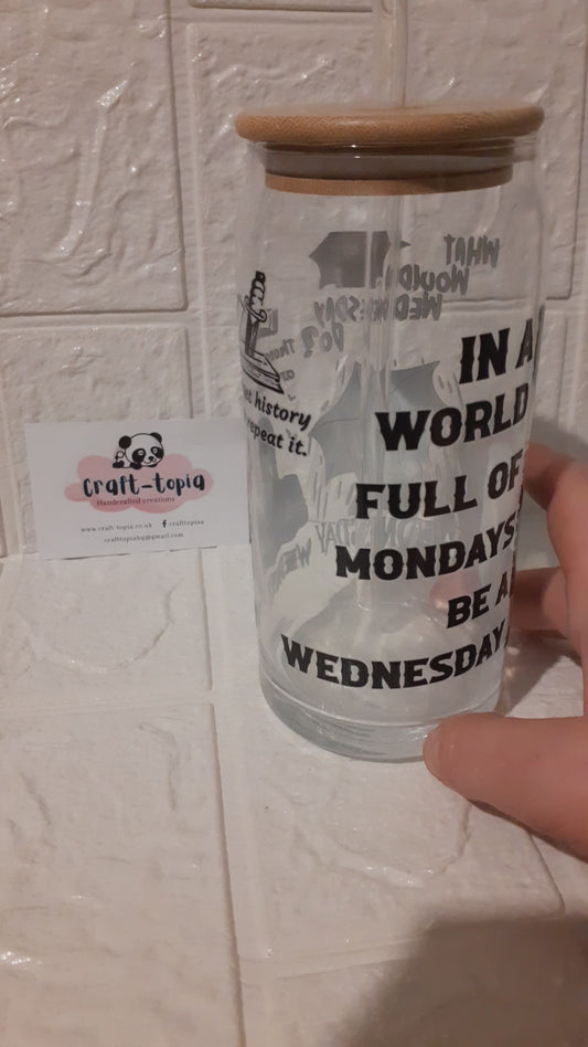 wednesday 16oz glass cup