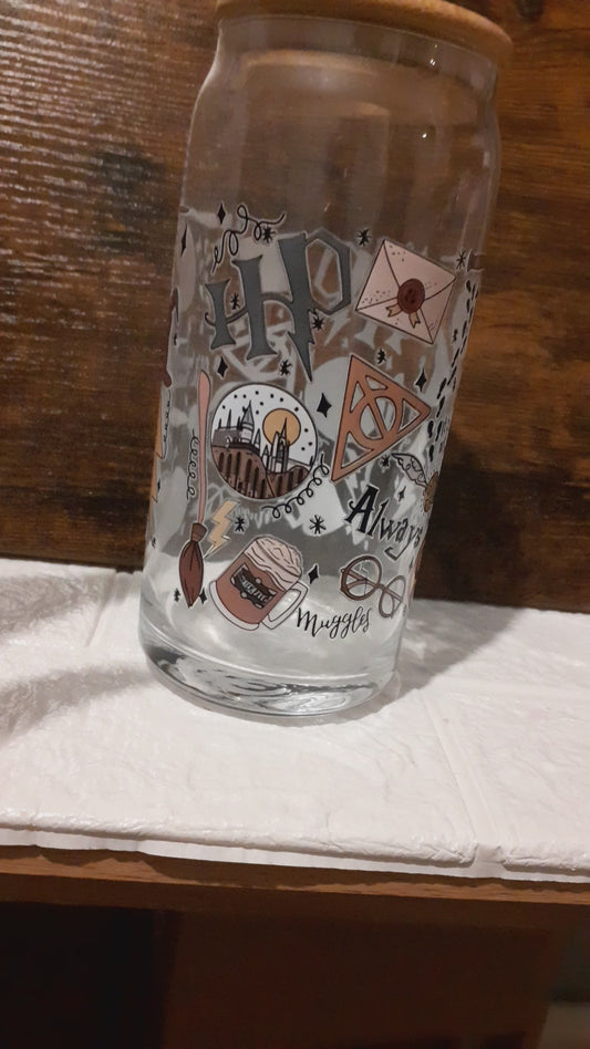 harry potter 16oz glass cup