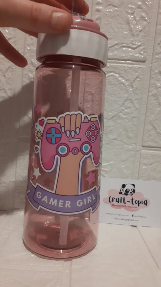 gamer girl water bottle