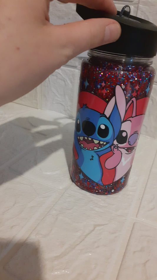 stitch snowglobe water bottle