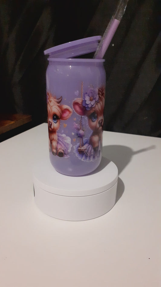 highland cow purple acrylic libbey