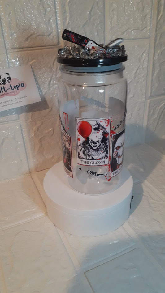 horror character plastic libbey can