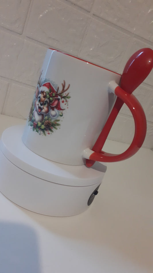 Red Christmas cup with spoon