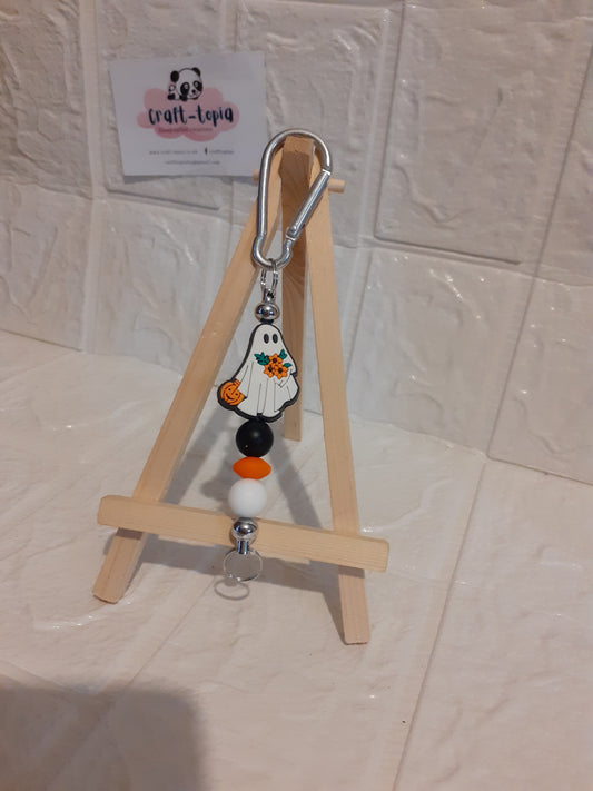 ghost beaded keychain