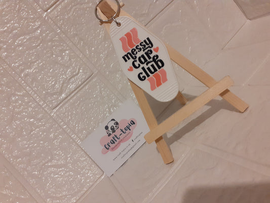 messy car club motel style keychain