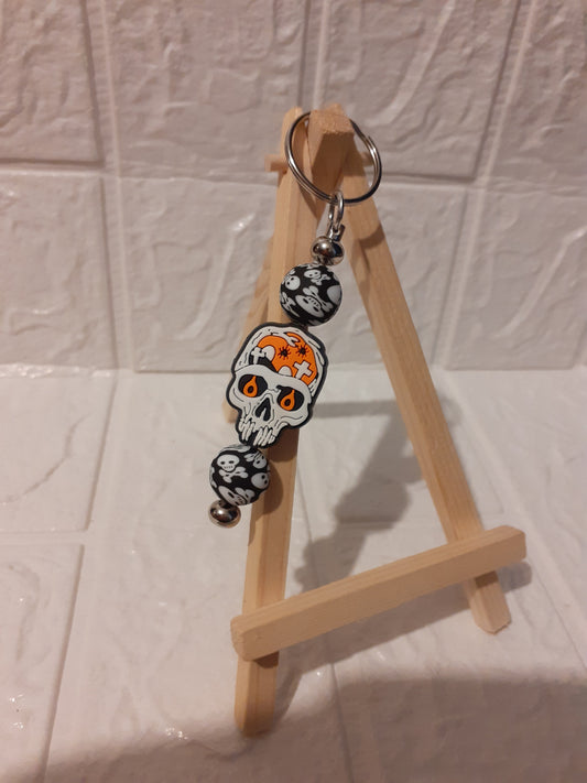silver spooky skeleton keychain