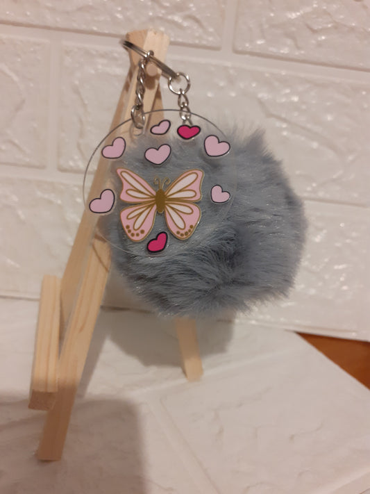 acrylic keychain with pom pom