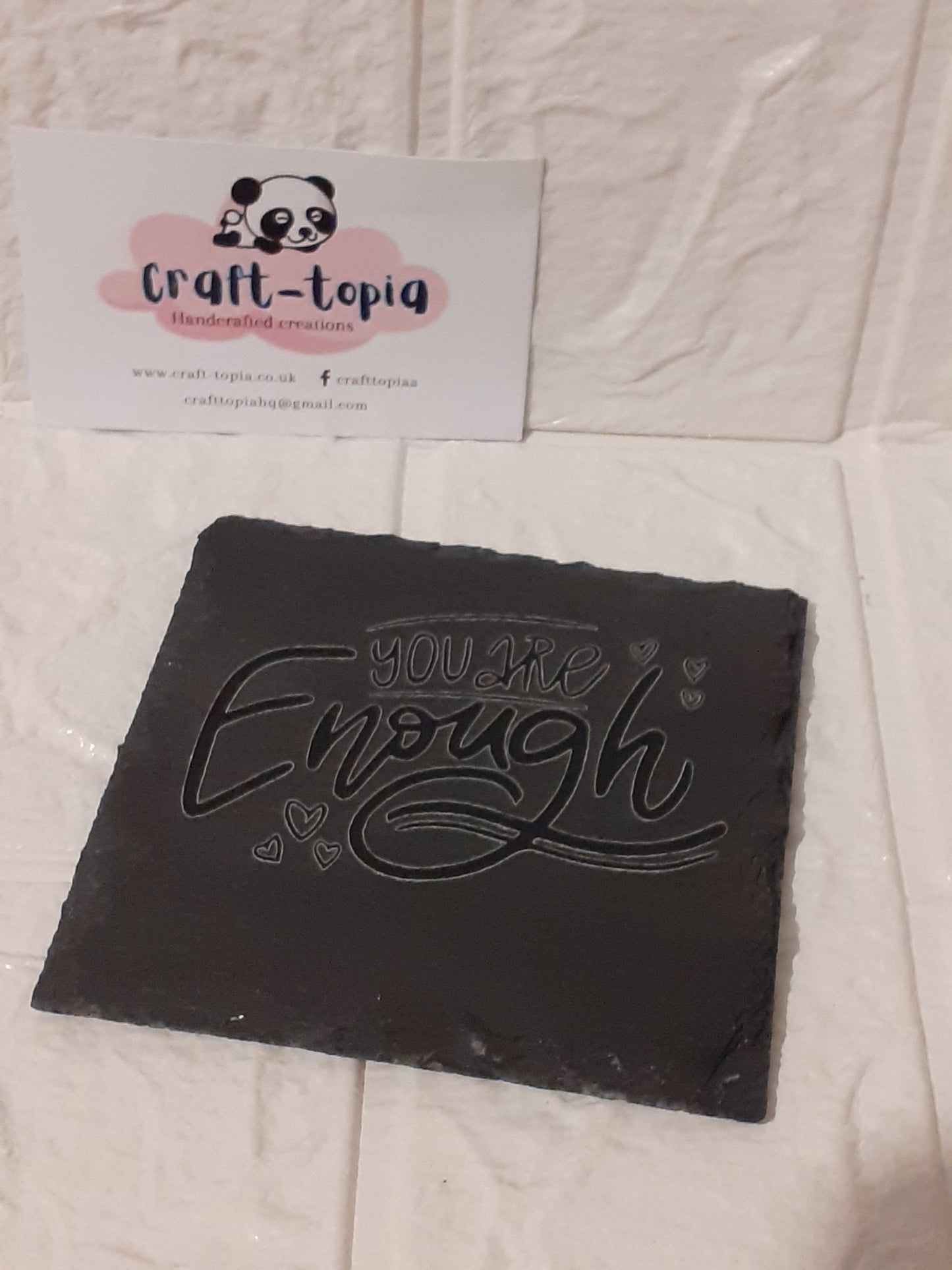 you are enough square slate coaster