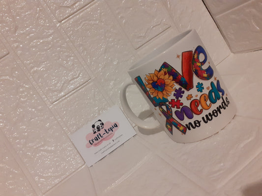 love needs no words ceramic cup