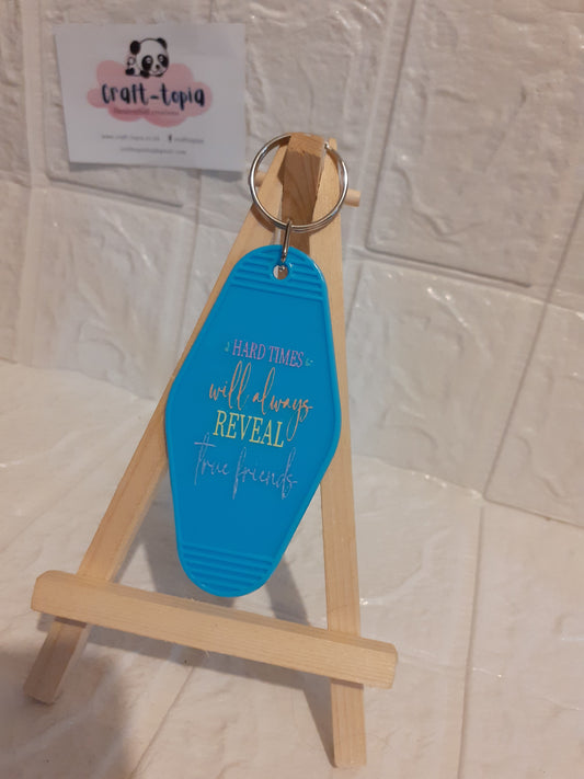 blue friendship motel style keychain