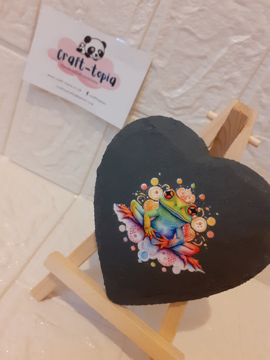 frog design heart slate coaster