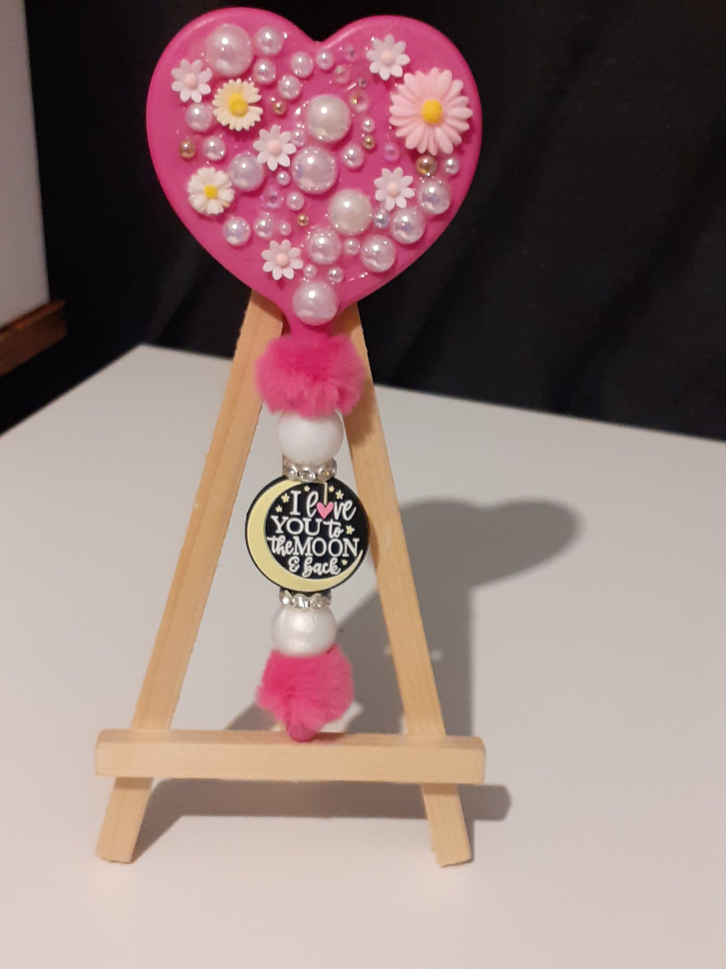 Beaded heart shaped mirror