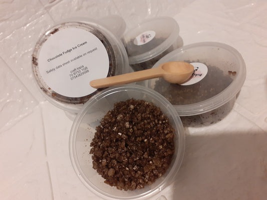 chocolate fudge icecream simmering granules