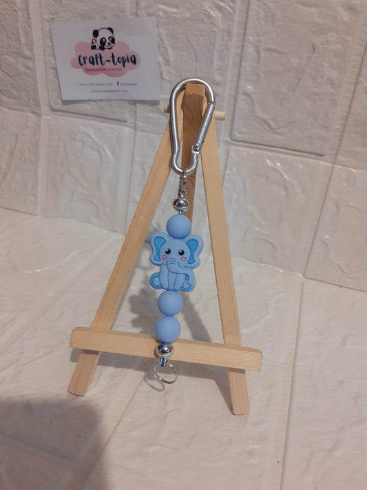 blue elephant beaded keychain