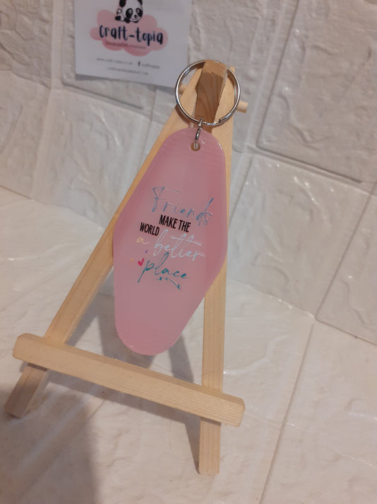 friendship pink motel keychain